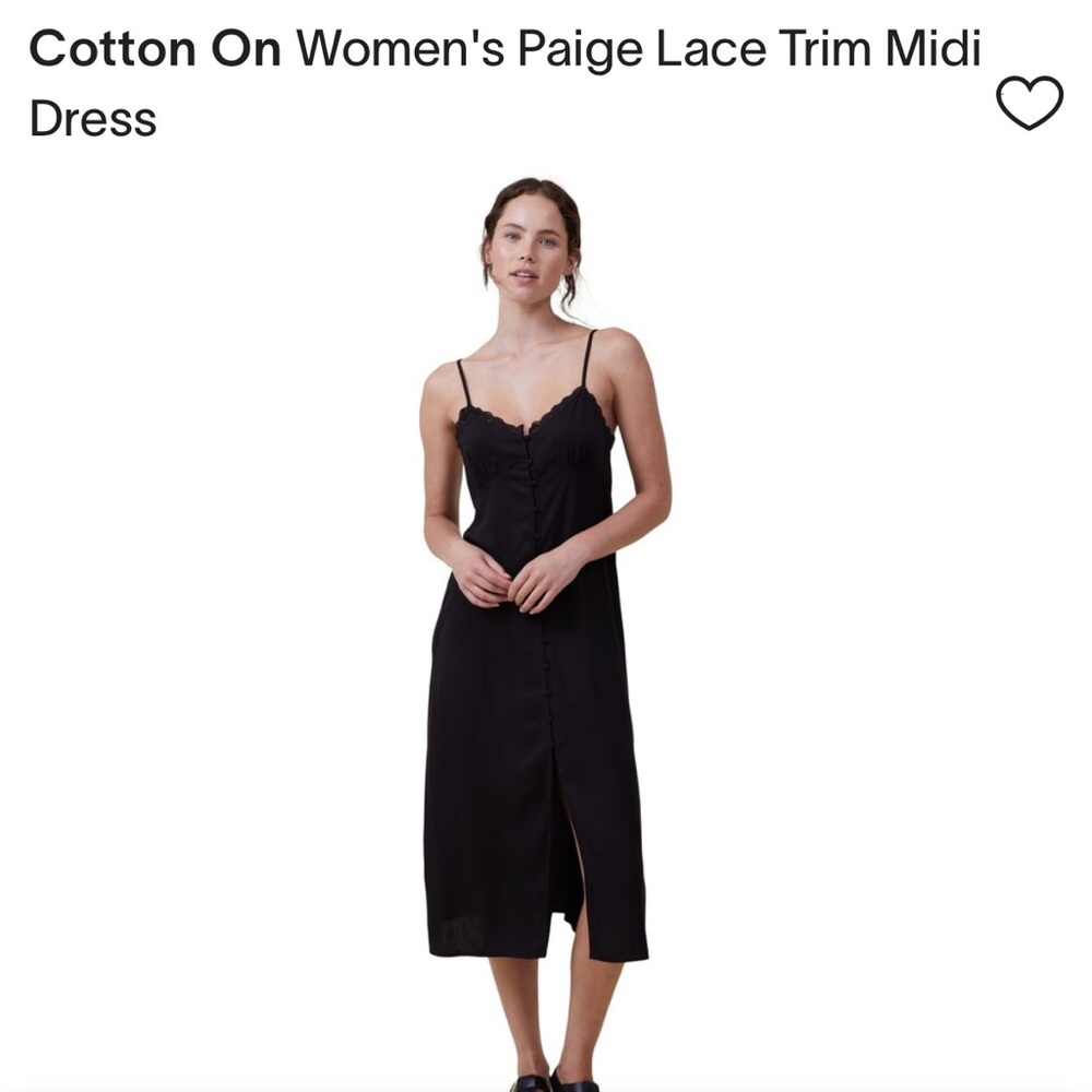 Cotton On Black Lace Trim Midi Dress